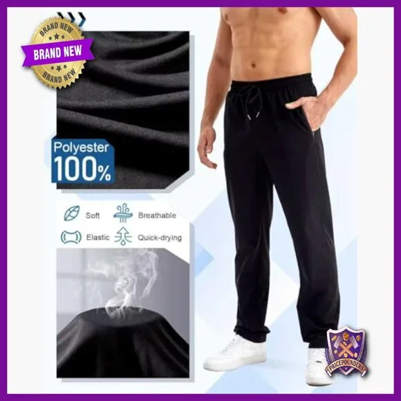 Men's Athletic Joggers with Zipper Pockets Slim Fit Sweatpants 5 Pack
